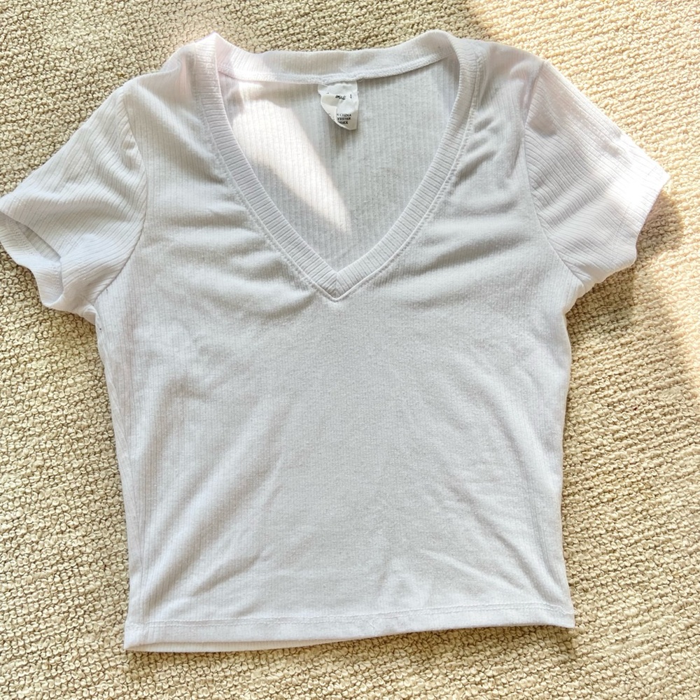 Ribbed White Baby Tee